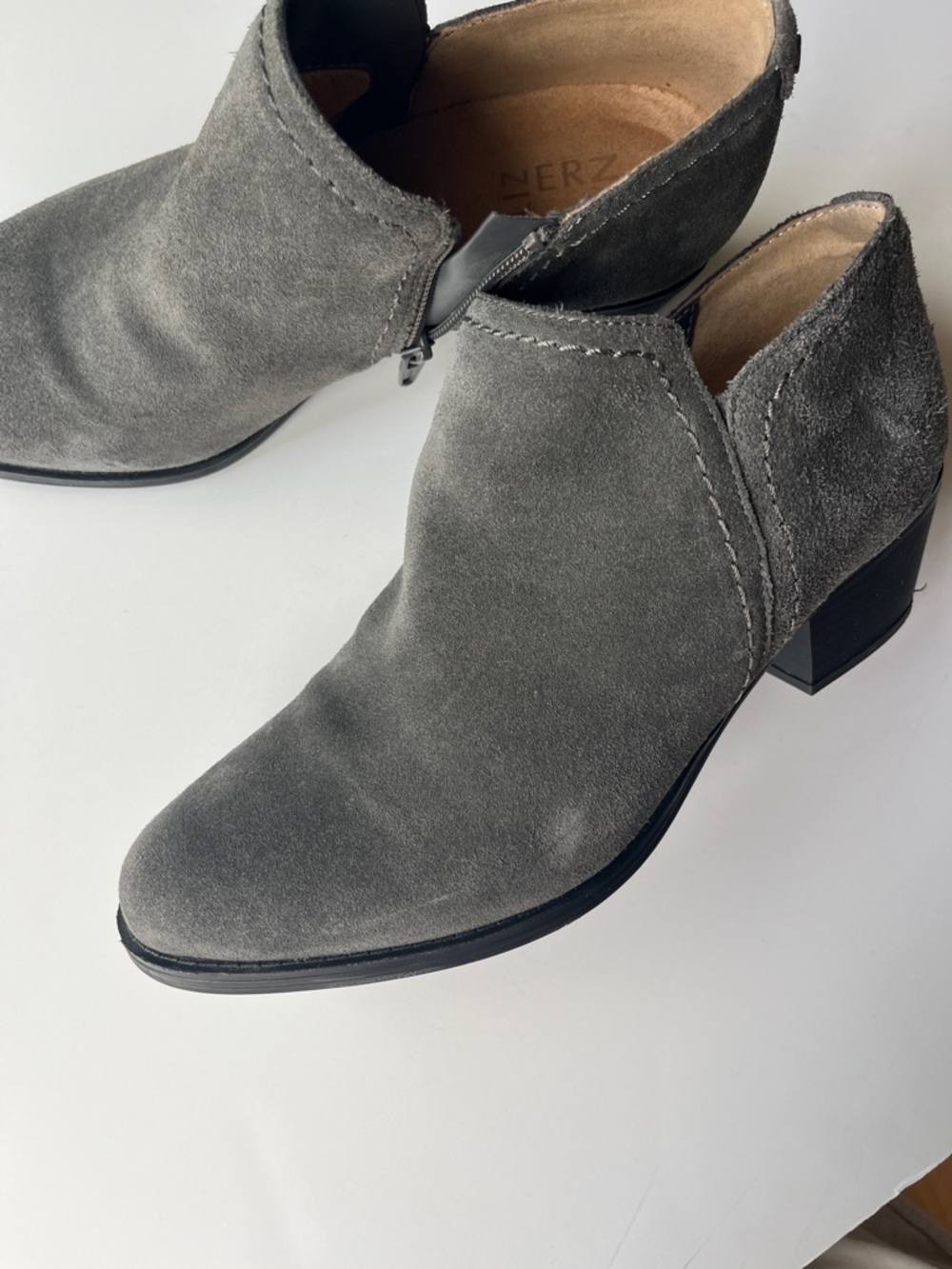 Naturalizer Gray Suede Slip-On Ankle Shoes
